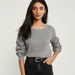 Abercrombie puff sleeve waffle crew neck long sleeve tee, grey, XS, NWT